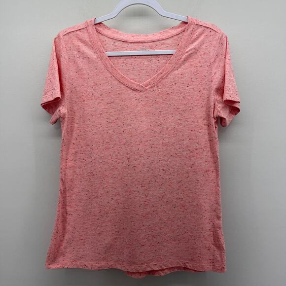 BCG‎ Coral Pink Speckled V Neck Short Sleeved T Shirt - Picture 1 of 1